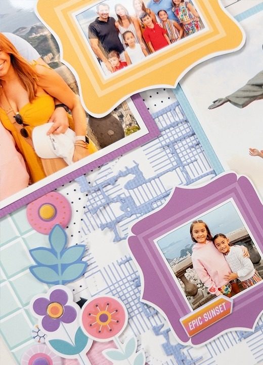 Scrapbook layout: Rio travel layout, framed photos