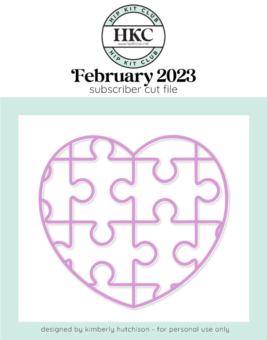 February 2023 - Kim Watson - Heart Puzzle Outline - Silhouette Cricut Cameo