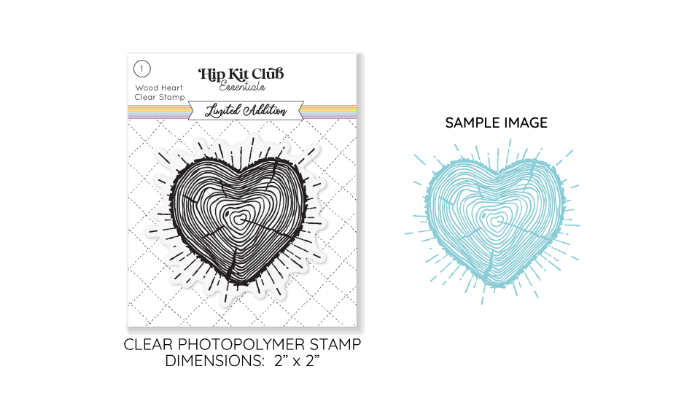 June 2023 Hip Kit Club Woodgrain Heart Stamp - Exclusive