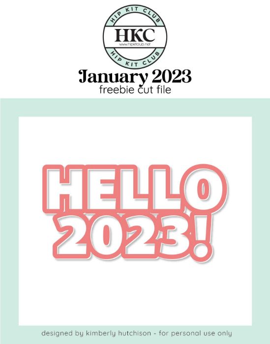 Picture of January 2023 Hello 2023 Cut File (Free when registered)    