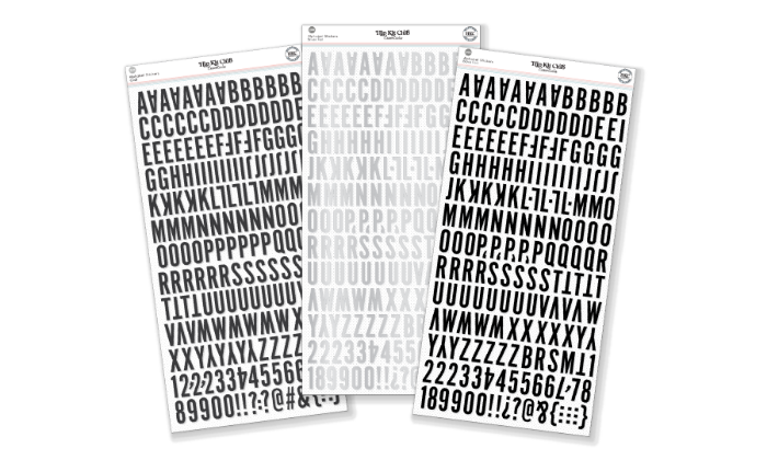 August 2023 Hip Kit Club Essentials Cardstock Mini Alphabet Stickers Black  & Silver Foil