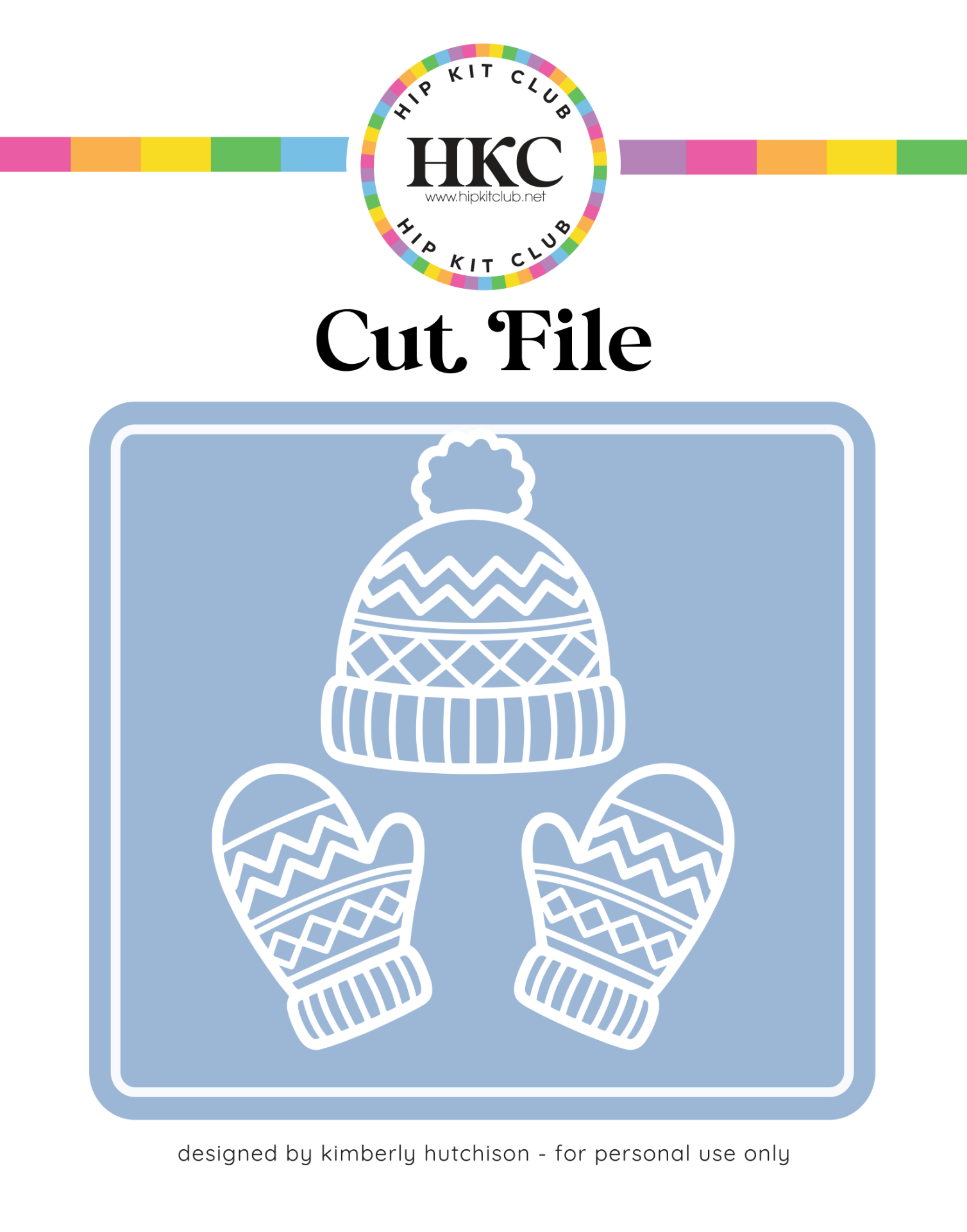 Winter hat and mittens set SVG cut file for Cricut - December 2025 Hip Kit Club